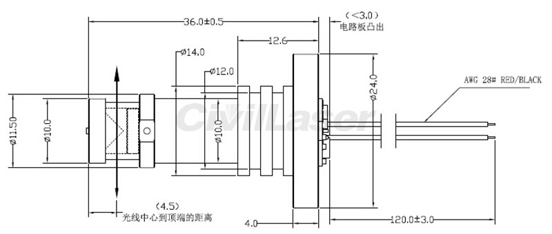 360º Omnibearing HD Laser Module 635nm 20mW Red Line 24mm*36mm