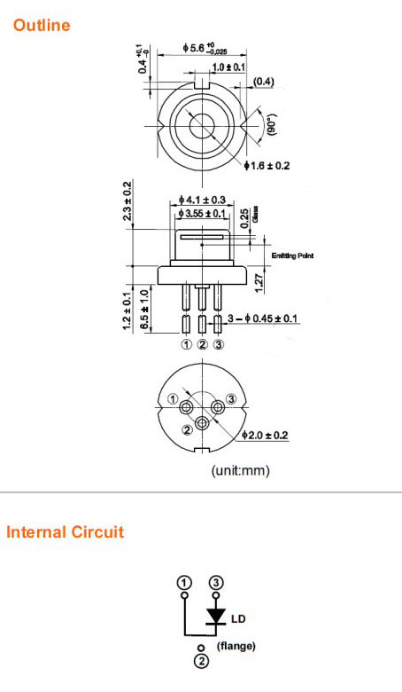 QSI 650nm 5mW 激光二极管 红色激光 QL65D7S TO-18 5.5mm LD