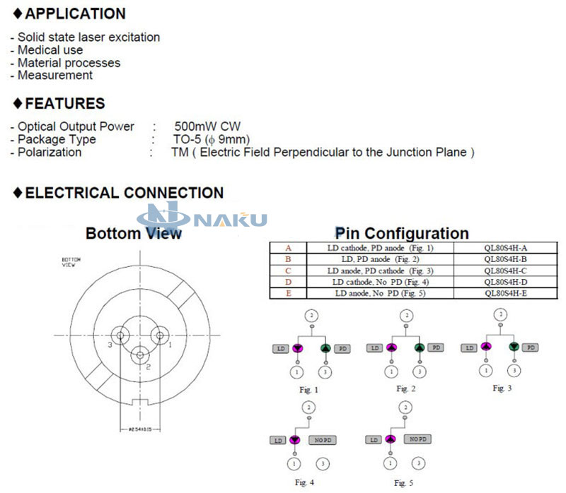 808nm 500mW Infrared Laser Diode TO 18 5.6mm With PD