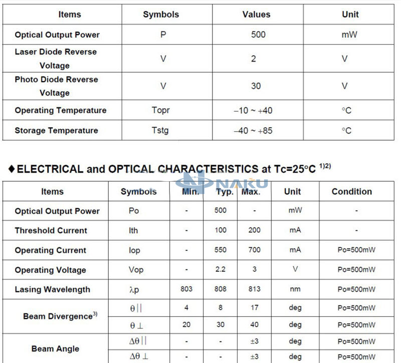 808nm 500mW Infrared Laser Diode TO 18 5.6mm With PD